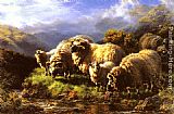 Famous Sheep Paintings - Morning sheep grazing in a Highland Landscape